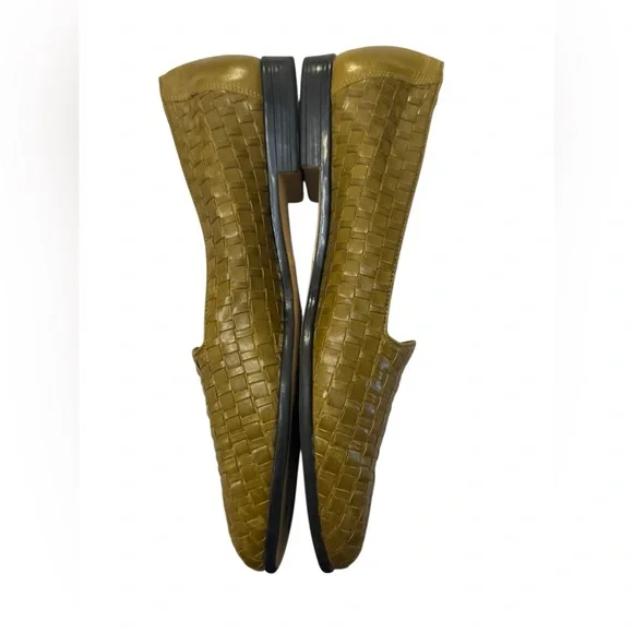 Trotters Vintage Woven Leather Loafers Women's 12N Olive Brown - Picture 4 of 10